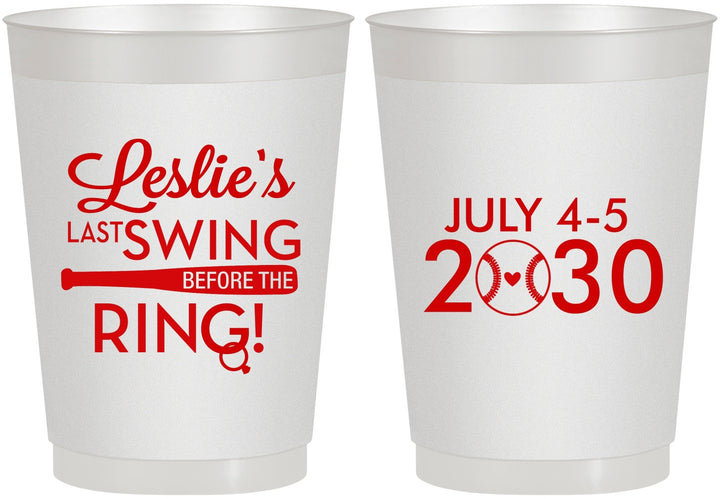 Personalized Bachelorette 10 oz Frosted Cups - Last Swing Before Ring | 60128