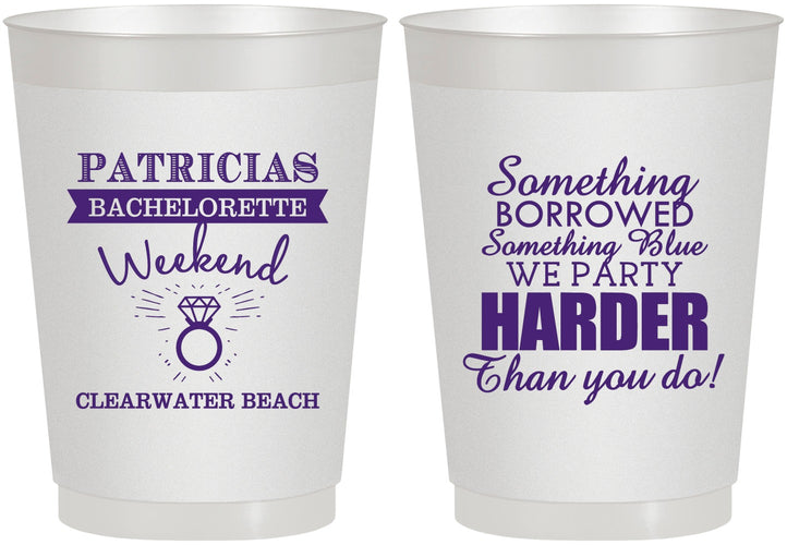 Personalized Bachelorette 10 oz Frosted Cups - Something Borrowed | 60130
