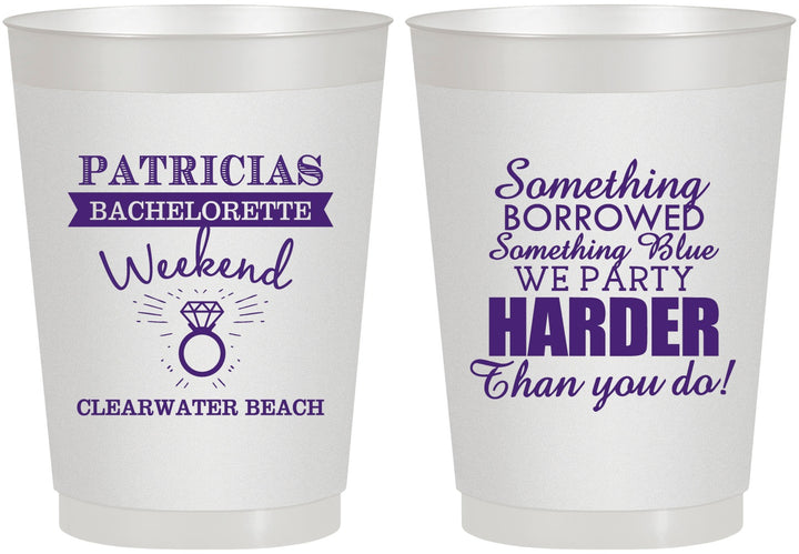 Personalized Bachelorette 10 oz Frosted Cups - Something Borrowed | 60130