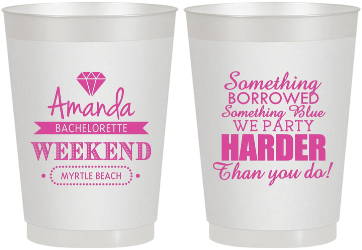Personalized Bachelorette 10 oz Frosted Cups - Something Borrowed | 60131