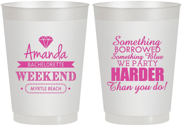 Personalized Bachelorette 10 oz Frosted Cups - Something Borrowed | 60131