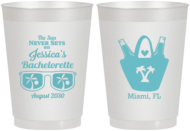 Personalized Bachelorette 10 oz Frosted Cups - Beach Sun Never Sets | 60136