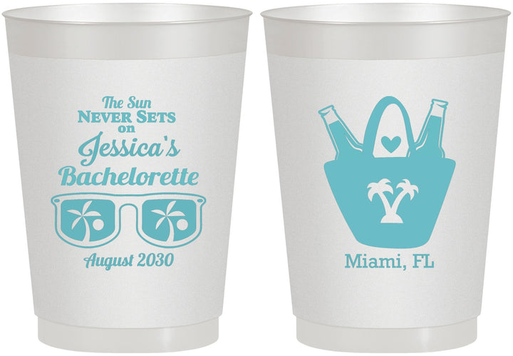 Personalized Bachelorette 10 oz Frosted Cups - Beach Sun Never Sets | 60136