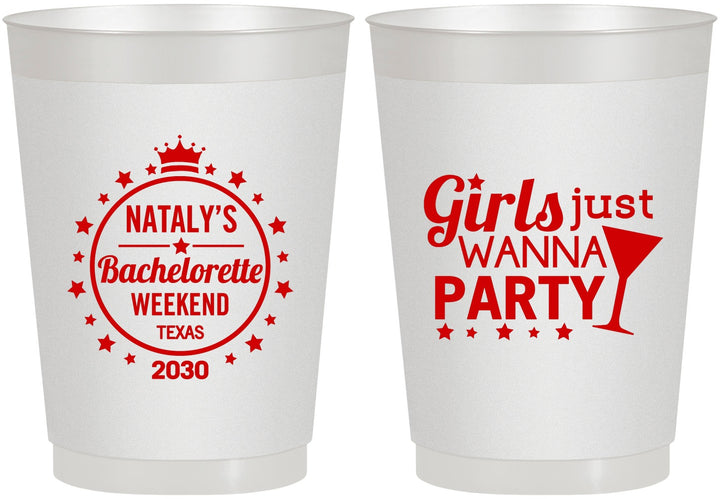 Personalized Bachelorette 10 oz Frosted Cups - Girls Just Wanna Party | 60139