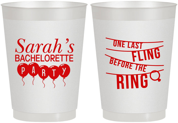 Personalized Bachelorette 10 oz Frosted Cups - Last Fling Before Rings | 60140