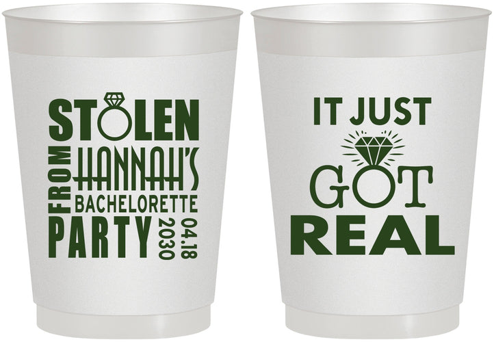 Personalized Bachelorette 10 oz Frosted Cups - Just Got Real | 60141