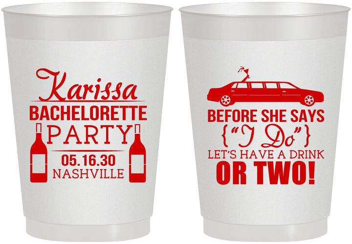 Personalized Bachelorette 10 oz Frosted Cups - Before She Says I Do | 60142