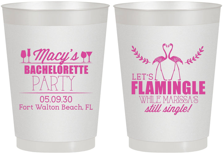 Personalized Bachelorette 10 oz Frosted Cups - Lets Flamingle Still Single | 60144