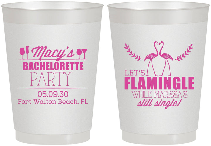Personalized Bachelorette 10 oz Frosted Cups - Lets Flamingle Still Single | 60144