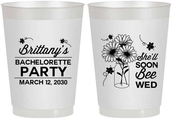 Personalized Bachelorette 10 oz Frosted Cups - She Will Soon Bee Wed | 60151