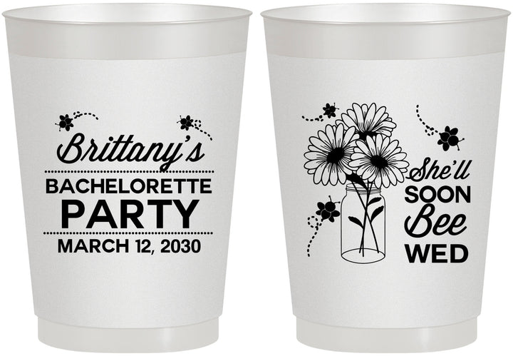 Personalized Bachelorette 10 oz Frosted Cups - She Will Soon Bee Wed | 60151