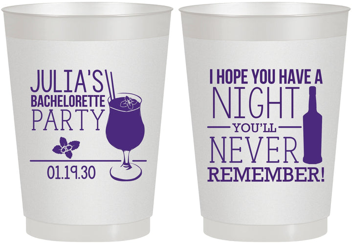 Personalized Bachelorette 10 oz Frosted Cups - Night Never Remember | 60160