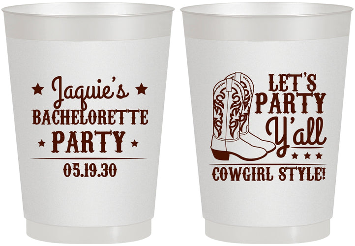 Personalized Bachelorette 10 oz Frosted Cups - Cowgirl Boots | 60163