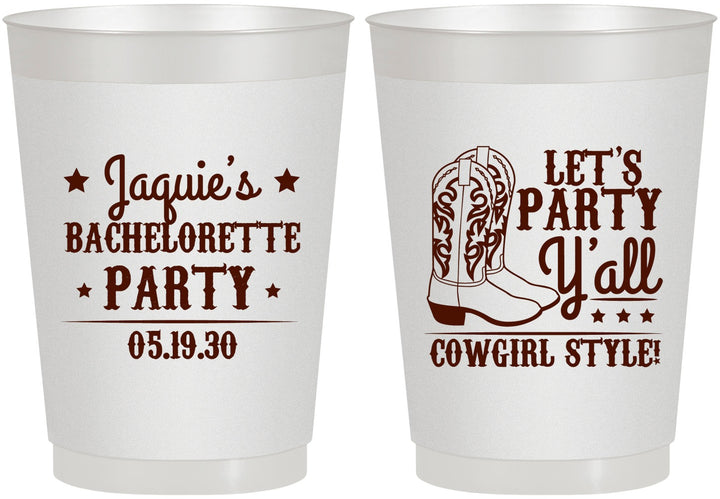 Personalized Bachelorette 10 oz Frosted Cups - Cowgirl Boots | 60163