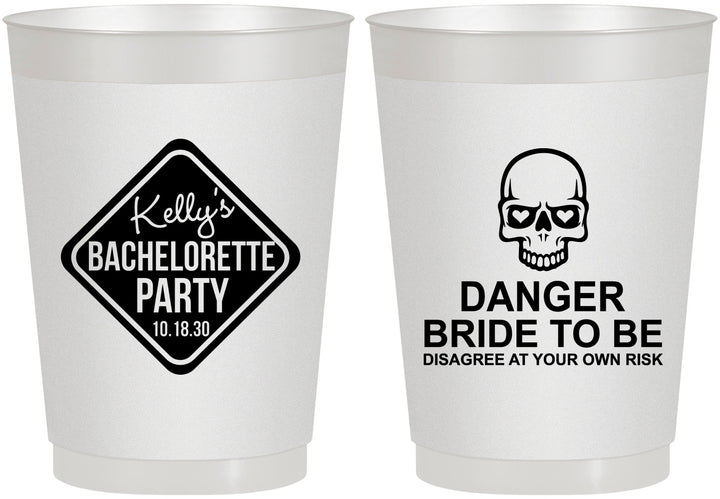 Personalized Bachelorette 10 oz Frosted Cups - Danger Bride To Be | 60165