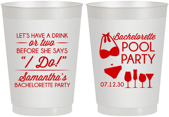 Personalized Bachelorette 10 oz Frosted Cups - Pool Party | 60167