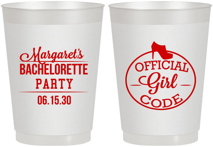 Personalized Bachelorette 10 oz Frosted Cups - Official Girl Code | 60176