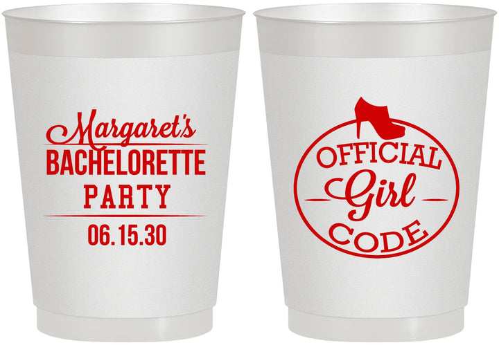 Personalized Bachelorette 10 oz Frosted Cups - Official Girl Code | 60176