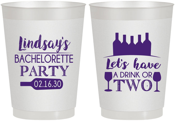 Personalized Bachelorette 10 oz Frosted Cups - Wine Drink Or Two | 60178