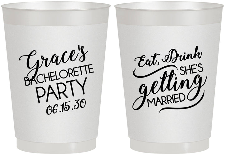 Personalized Bachelorette 10 oz Frosted Cups - Eat Drink Getting Married | 60181