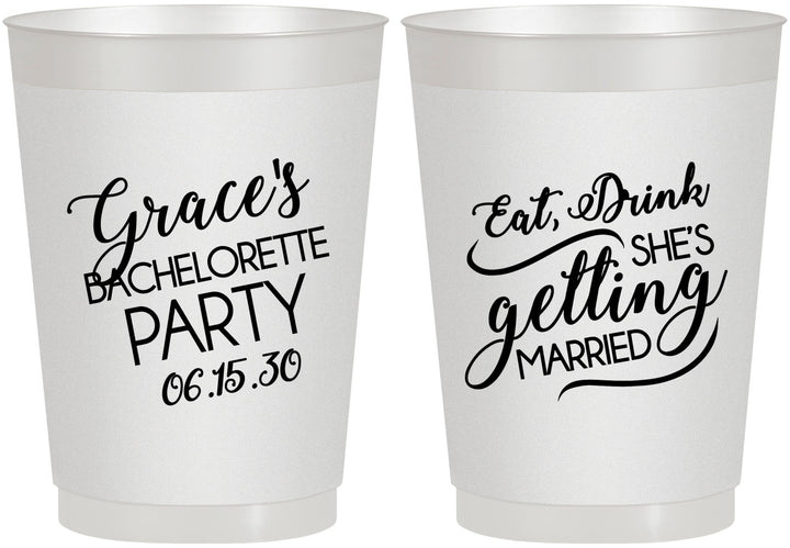 Personalized Bachelorette 10 oz Frosted Cups - Eat Drink Getting Married | 60181
