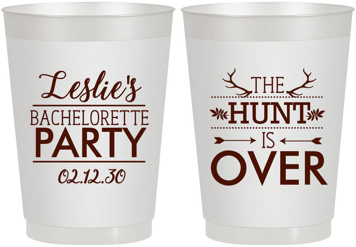 Personalized Bachelorette 10 oz Frosted Cups - The Hunt Is Over | 60184