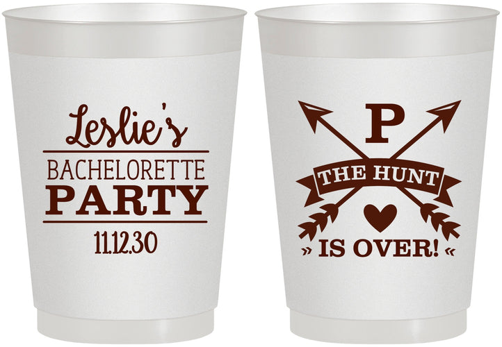 Personalized Bachelorette 10 oz Frosted Cups - The Hunt Is Over | 60186
