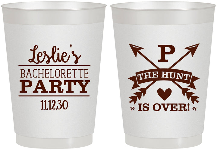 Personalized Bachelorette 10 oz Frosted Cups - The Hunt Is Over | 60186