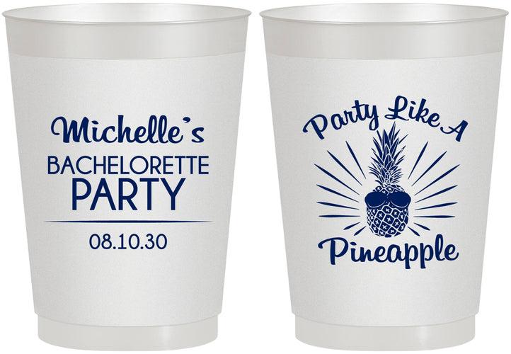 Personalized Bachelorette 10 oz Frosted Cups - Party Like A Pineapple | 60193