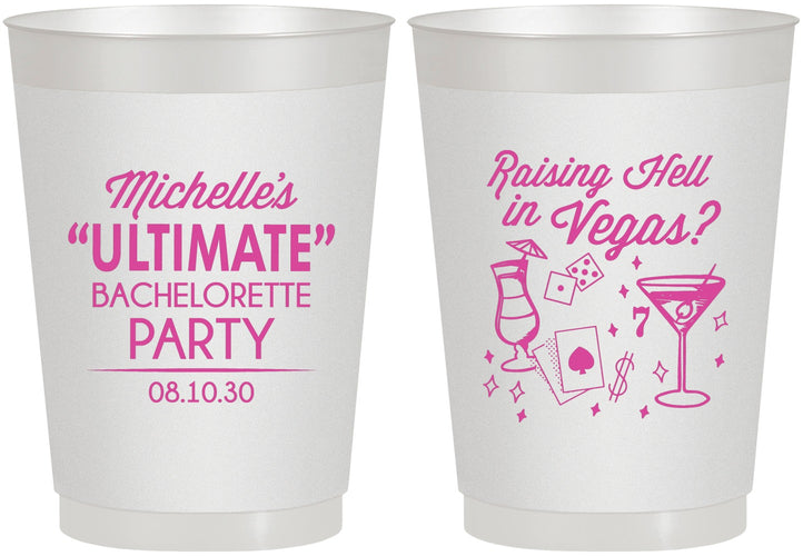 Personalized Bachelorette 10 oz Frosted Cups - Raising Hell In Vegas | 60196