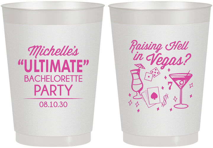 Personalized Bachelorette 10 oz Frosted Cups - Raising Hell In Vegas | 60196
