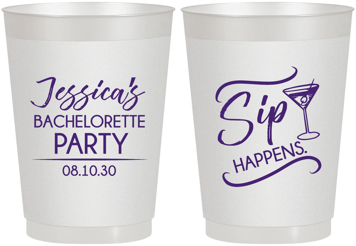 Personalized Bachelorette 10 oz Frosted Cups - Sip Happens | 60197