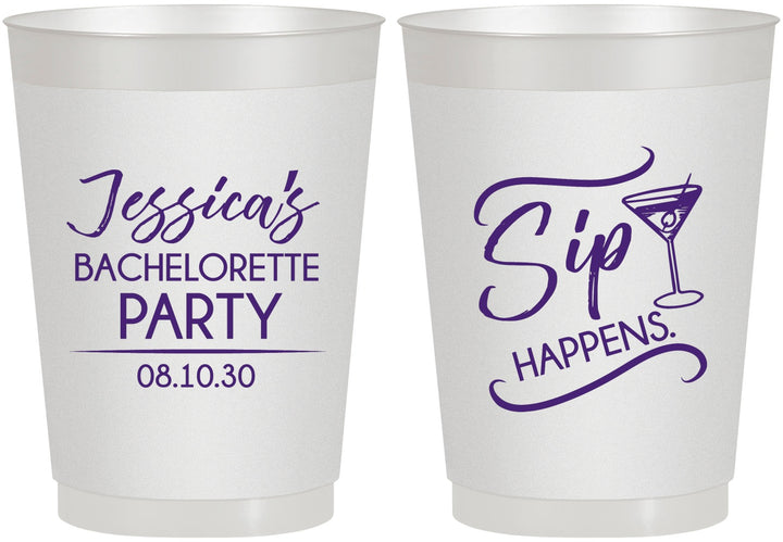 Personalized Bachelorette 10 oz Frosted Cups - Sip Happens | 60197