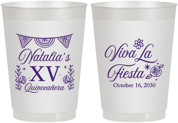 Personalized Quinceanera 10 oz Frosted Cups - Viva La Fiesta Quince | 70008