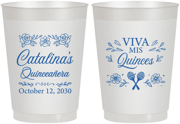 Personalized Quinceanera 10 oz Frosted Cups - Viva Mis Quinces | 70009