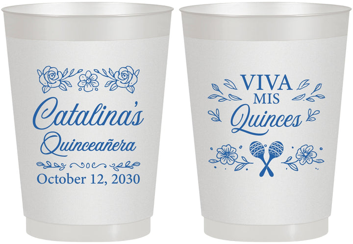 Personalized Quinceanera 10 oz Frosted Cups - Viva Mis Quinces | 70009