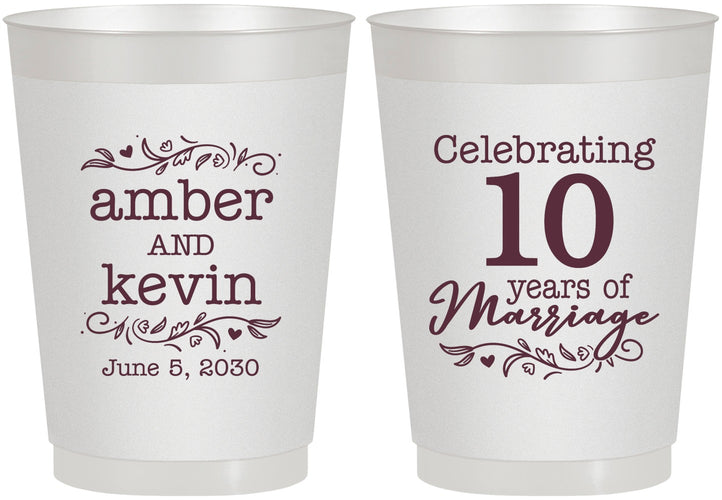 Personalized Anniversary 10 oz Frosted Cups - 10 Years Of Marriage | 80000