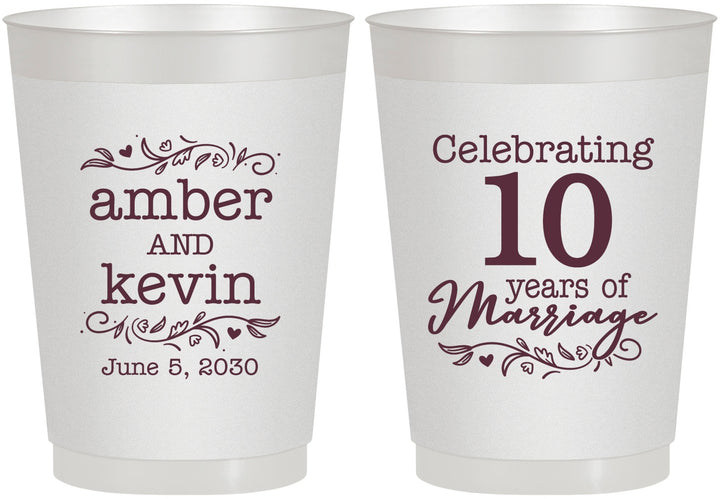 Personalized Anniversary 10 oz Frosted Cups - 10 Years Of Marriage | 80000
