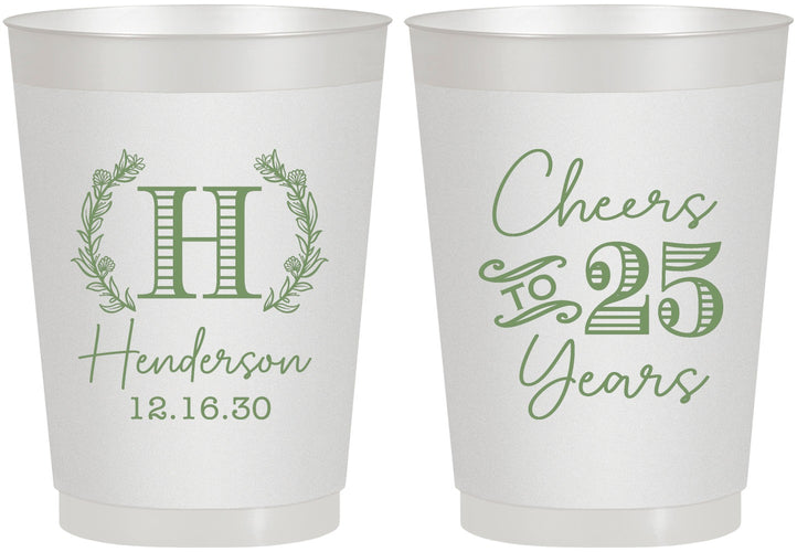 Personalized Anniversary 10 oz Frosted Cups - Cheers To 25 Years | 80002
