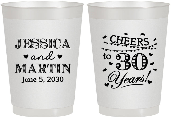 Personalized Anniversary 10 oz Frosted Cups - Cheers To 30 Years | 80003