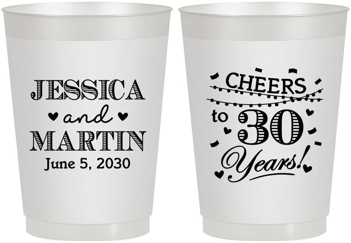 Personalized Anniversary 10 oz Frosted Cups - Cheers To 30 Years | 80003