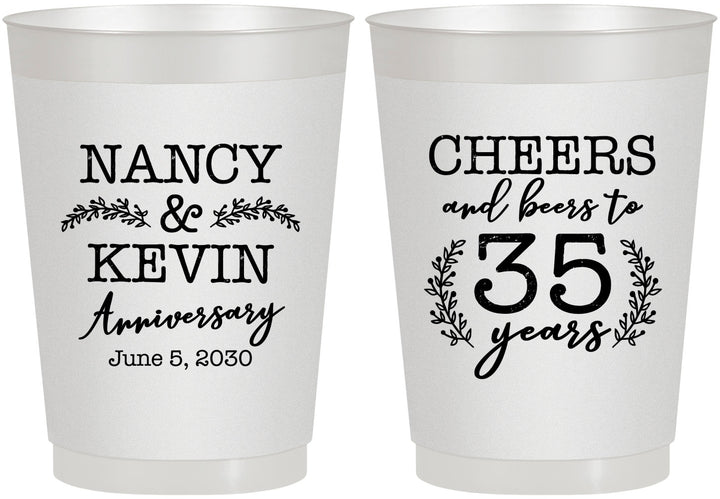 Personalized Anniversary 10 oz Frosted Cups - Cheers To 35 Years | 80004