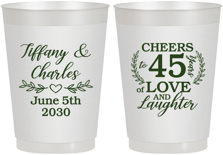 Personalized Anniversary 10 oz Frosted Cups - Cheers To 45 Years | 80006
