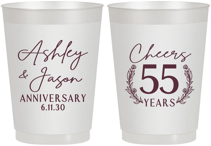 Personalized Anniversary 10 oz Frosted Cups - Cheers To 55 Years | 80008