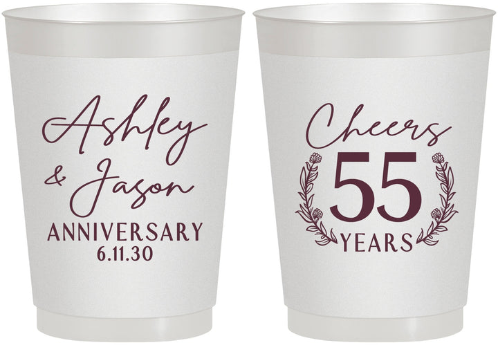 Personalized Anniversary 10 oz Frosted Cups - Cheers To 55 Years | 80008