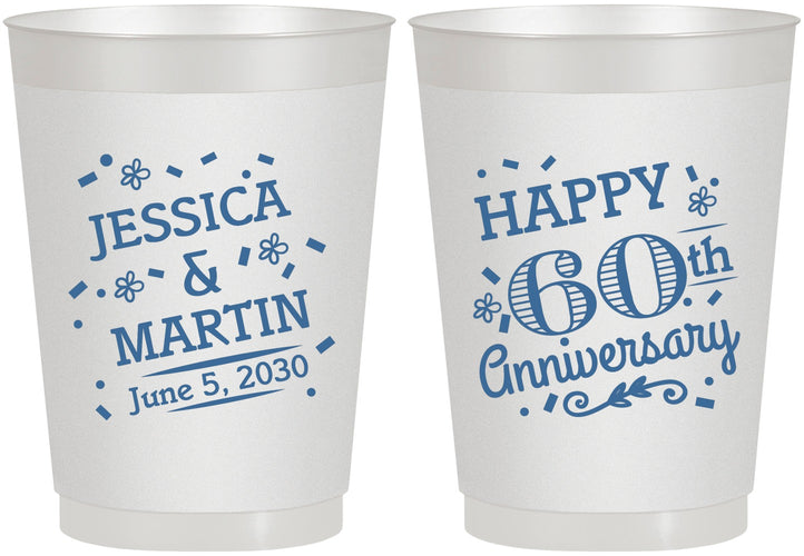 Personalized Anniversary 10 oz Frosted Cups - Cheers To 60 Years | 80009