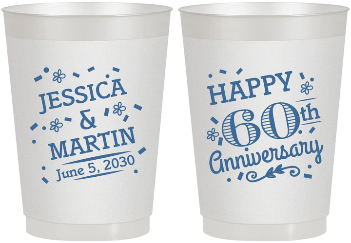 Personalized Anniversary 10 oz Frosted Cups - Cheers To 60 Years | 80009