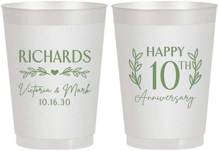 Personalized Anniversary 10 oz Frosted Cups - 10th Wedding | 80010