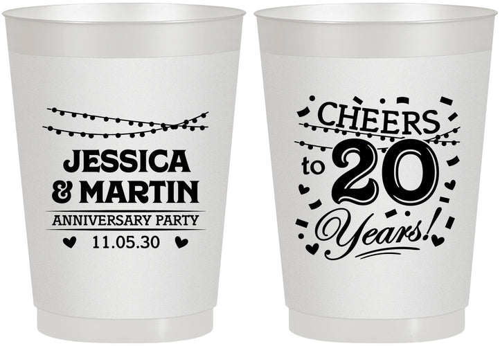 Personalized Anniversary 10 oz Frosted Cups - Cheers To 20 Years | 80011