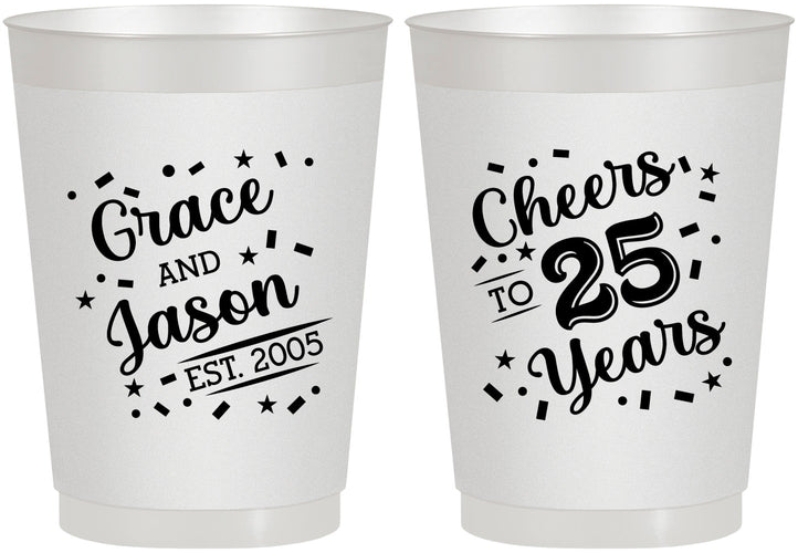 Personalized Anniversary 10 oz Frosted Cups - Cheers To 25 Years | 80012